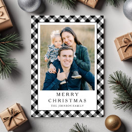 Festive Gingham Photo Christmas Julkort