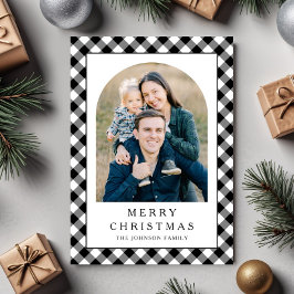 Festive Gingham Photo Christmas Julkort