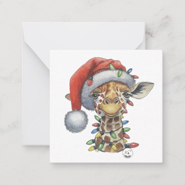 Festive Giraffe Flat Anteckningskort (Framsida)