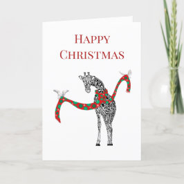 Festive Giraffe med julscarf Tack Kort