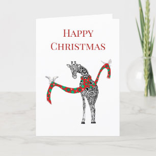 Festive Giraffe med julscarf Tack Kort