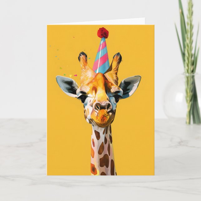 Festive Giraffe Party-hälsningskort Tack Kort (Framsida)
