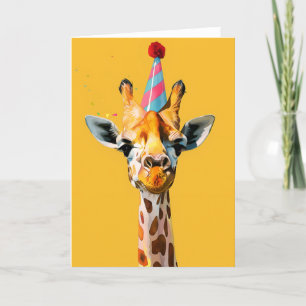 Festive Giraffe Party-hälsningskort Tack Kort