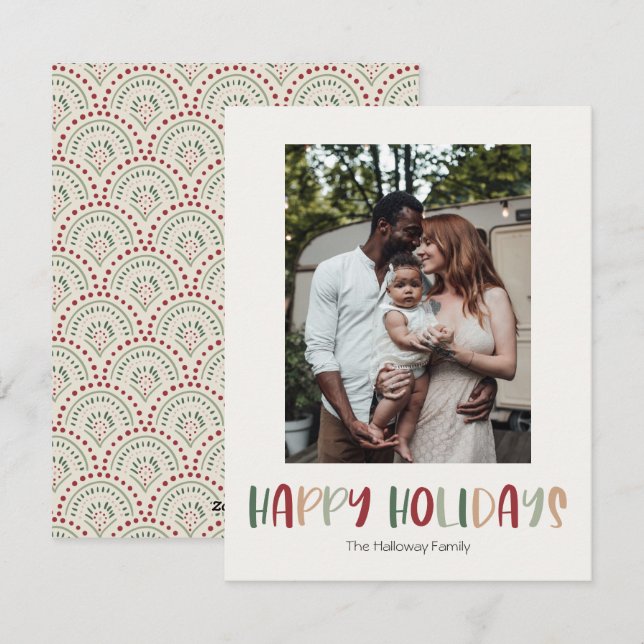 Festive Glad helg Lodrät Single Photo Julkort (Fram/baksida)