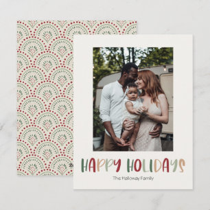 Festive Glad helg Lodrät Single Photo Julkort