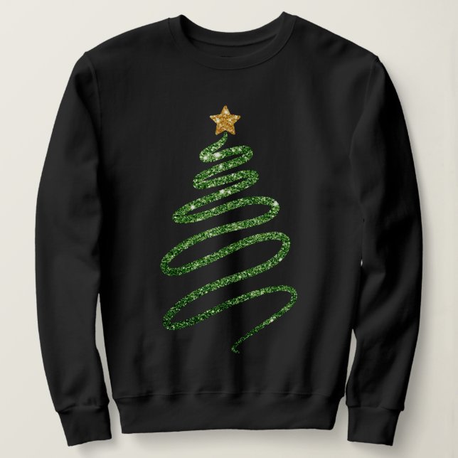 Festive Glitter Julgran Design Crew Nacke T Shirt (Design framsida)