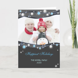 Festive Glitter Ljus julfamiljfoto Helgkort