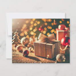 Festive Glittery-julbakgrund med gåvor Julkort