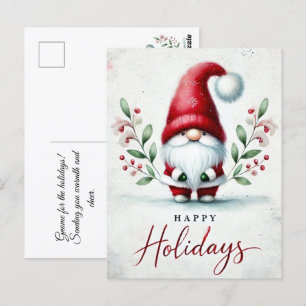 Festive Gnome Hälsning. Helgdag-kort för anpassnin Vykort