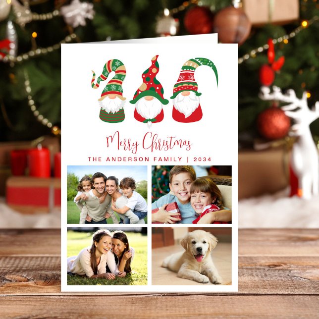 Festive Gnomes God jul Photo Helgkort (Skapare uppladdad)