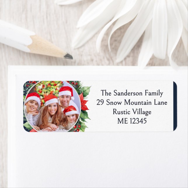 Festive God God Anpassningsbar (fotto) Returadress Etikett (Insitu)