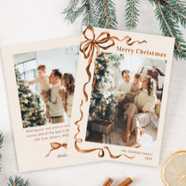 Festive God jul Boho Bow Ribbon 2 Photo Julkort