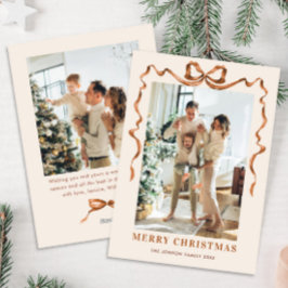 Festive God jul Boho Bow Ribbon 2 Photo Julkort