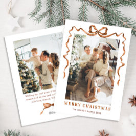 Festive God jul Boho Bow Ribbon 2 Photo Julkort
