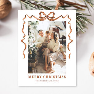 Festive God jul Boho Bow Ribbon 2 Photo Vykort