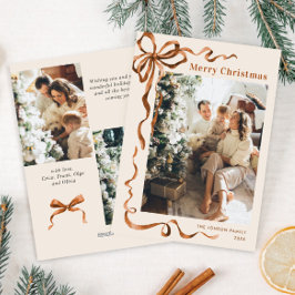 Festive God jul Boho Bow Ribbon 3 Photo Julkort