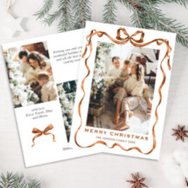 Festive God jul Boho Bow Ribbon 3 Photo Julkort