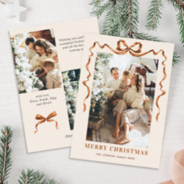 Festive God jul Boho Bow Ribbon 3 Photo Julkort