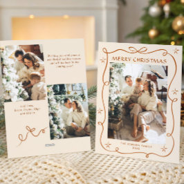 Festive God jul Boho Bow Ribbon 3 Photo Julkort