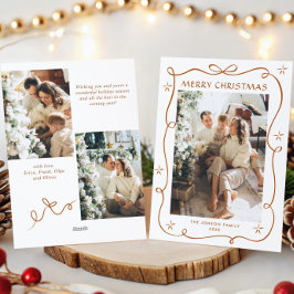 Festive God jul Boho Bow Ribbon 3 Photo Julkort