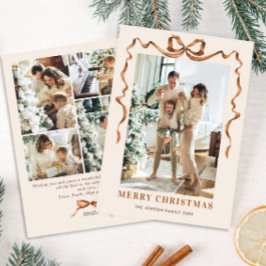 Festive God jul Boho Bow Ribbon 5 Photo Julkort