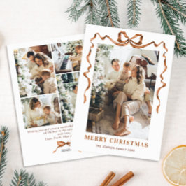 Festive God jul Boho Bow Ribbon 5 Photo Julkort