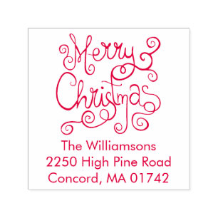 Festive God jul Calligraphy Returadress Självfärgande Stämpel