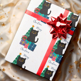 Festive God jul Cute Black Cat Coffee Art Presentpapper