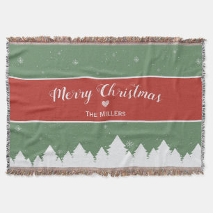 Festive God jul Efternamn Snowflake Filt