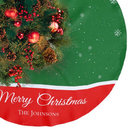 Festive God jul Efternamn Snowflake Julgransmatta Borstad Polyester