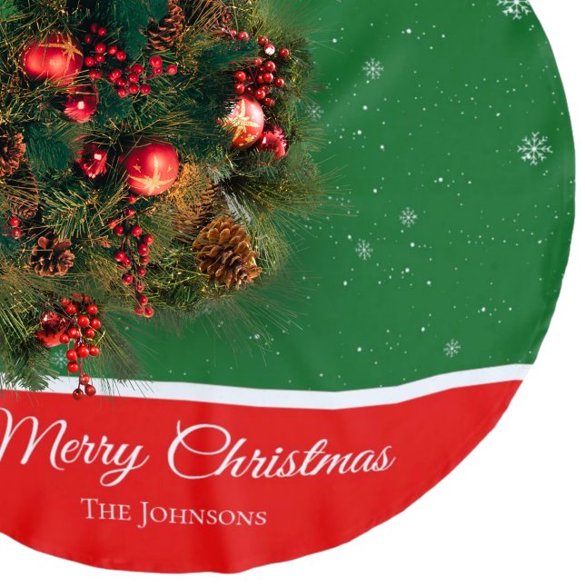 Festive God jul Efternamn Snowflake Julgransmatta Borstad Polyester (Skapare uppladdad)