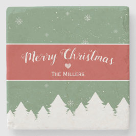 Festive God jul Efternamn Snowflake Stenunderlägg