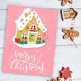 Festive God jul Gingerbröd House Rosa Vykort