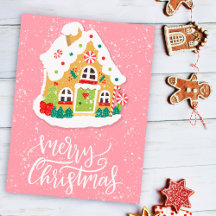 Festive God jul Gingerbröd House Rosa