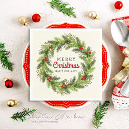 Festive God jul Glad helg Holly Berry Pappersservett