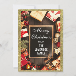 Festive God jul Julfest Guld Glitter Julkort