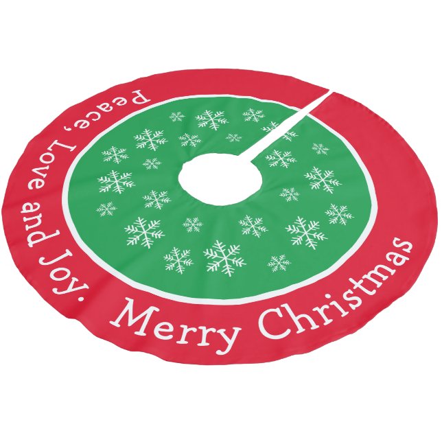 Festive God jul Red and Grönt Snowflake Julgransmatta Borstad Polyester (Vinklad)