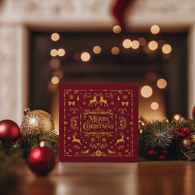 Festive God jul Red Classic Presentaskar (Festive Merry Christmas Red & Gold Imitation Favor Boxes)