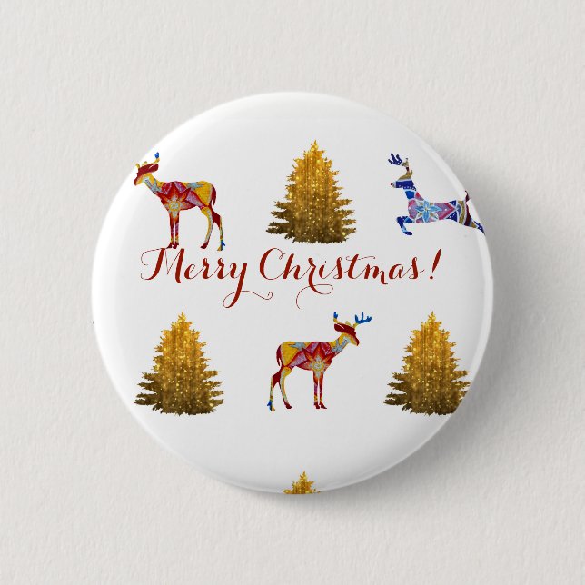 Festive God jul Round Badge Knapp (Framsida)