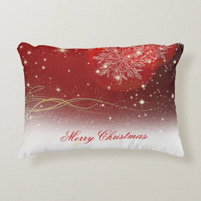 Festive "God jul" snöflingor prydnadsföremål Prydnadskudde (Framsidan)