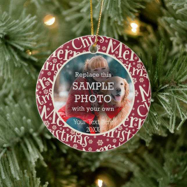 Festive God jul Snowflake Two Photo Julgransprydnad Keramik (Träd)