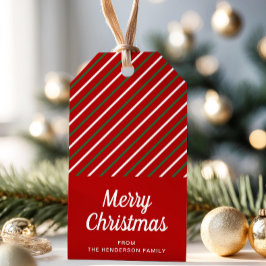 Festive God jul Stripe Red Presentetikett