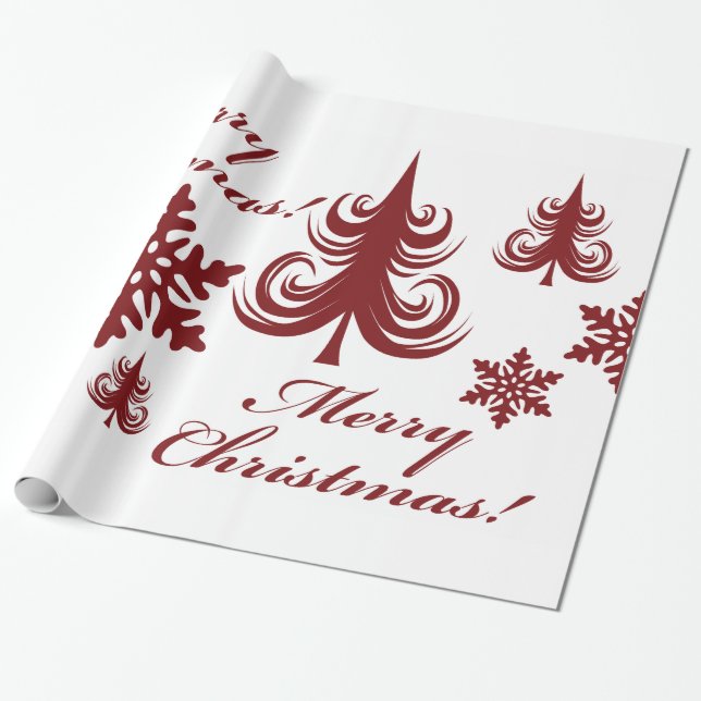 Festive God jul Träd Snöflingor Gift Wrap Wrap Presentpapper (Utrullad)
