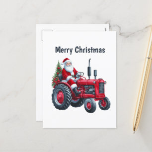 Festive God jul Traktor Santa Helg Vykort