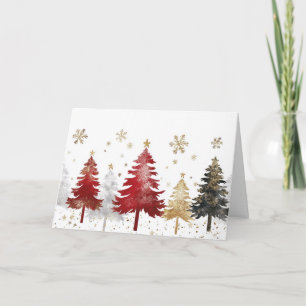 Festive Gold Foil and Red julscen Kort
