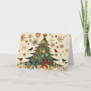 Festive Gold Foil Julgran Design Kort