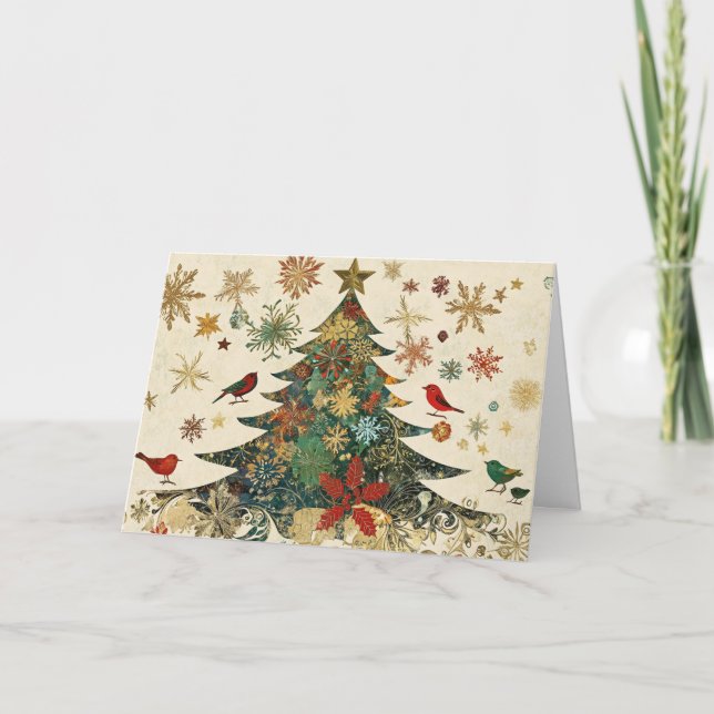 Festive Gold Foil Julgran Design Kort (Framsida)