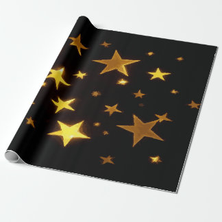 Festive Gold Stars on Black – Bold Glamorous Gift  Presentpapper