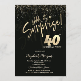 Festive Gold Surprise 40th Birthday Party Inbjudningar