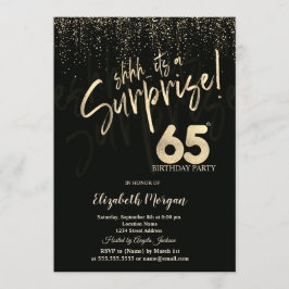 Festive Gold Surprise 65th Birthday Party Inbjudningar